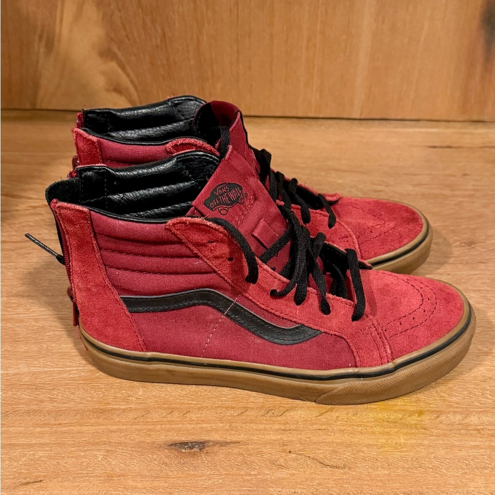 Vans Burgundy High-Top Sneakers with Black Details